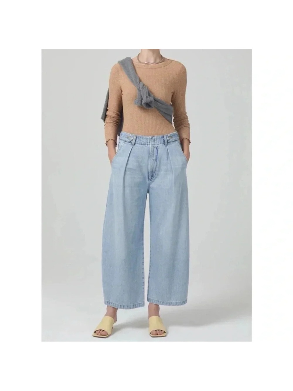 NWT Citizens of Humanity Payton Pleated Trouser Jeans Wide Leg Denim Roma Blue